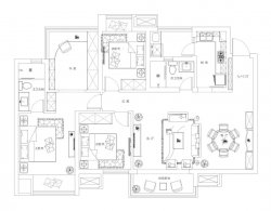 130平米现代美式三居室装修效果图