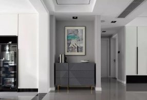 143平米现代黑白质感三居室装修效果图