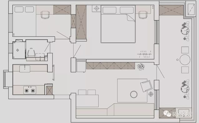 78平米两居室二手房改造装修效果图